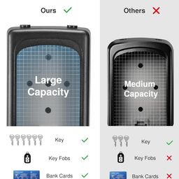 BETLEX Key Lock Box Wall Mounted, Upgrade Clearly Visible Keys, Portable, Waterproof, Passcode Unlock, Grey image 5