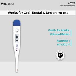 Dr. Odin ODT 311 Digital Thermometer for Precise Temperature Monitoring in Celsius & Fahrenheit - Fast, Accurate, Water Resistant and Family-Friendly (White & Blue) image 3