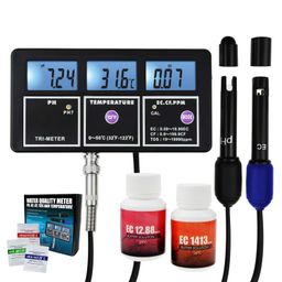 5-in-1 Water Quality Meter, PH EC CF TDS Temperature Multi-Parameter Water Quality Monitor with Backlight, Wall-mountable & Rechargeable, Water Quality Tester for Aquariums, Hydroponics, Lab image 1
