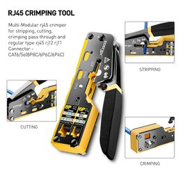 ZoeRax RJ45 Crimp Tool Kit, 8 in 1 Pass Through Ethernet Crimper Sets, Network Crimping Tool Repair Kit With PoE Cable Tester, Multiply Stripper, Blades,50Pcs Cat 6 Connectors and Strain Relief Boots image 2