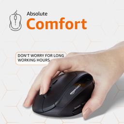 Amazon Basics Pro Series 2.4G Wireless Ergonomic Mouse for PC, Mac, Laptop | Dual Bluetooth Modes | 4 Adjustable DPI Settings Up to 2400 | Shortcut Buttons | Connects up to 3 Devices (Black) image 3