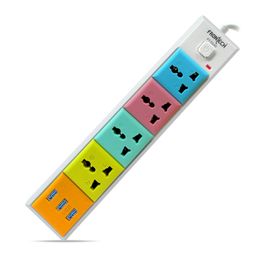 FRONTECH Power Connector - 5 Universal Sockets| 1.5 Meter Cable| 1 Soft Touch Switch| Fuse Protection | LED Indicator - Equal Power Distribution, (3539 - Multicolor) image 1