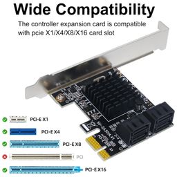moonqkuses SATA Card, 4 Port SATA 3.0 Controller Expansion Card with 4 SATA Cable, 6Gbps PCIe SATA Card with Low Profile Bracket, Non-Raid, Boot as System Disk, Support 4 SATA 3.0 Devices image 5