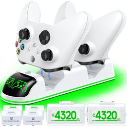 OIVO Controller Charger Compatible With Xbox Series X|S/Xbox One,Controller Charging Station With 2X1300Mah Rechargeable Battery Kit,Oivo Dual Charging Dock For Xbox One/One Elite/Series X|SUSB,White image 1