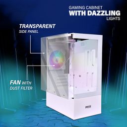 GEONIX Tempered_Glass X30 ATX Gaming Cabinet/Computer Case with 3 RGB Fans,USB 2.0 Slot,2 HDD Slots,USB 3.0 Slot,7 Expansion Pci Sockets,Top Mounted Mic and Audio Port(White) image 2