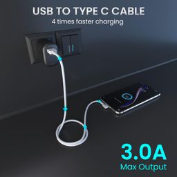 Portronics Konnect L Fast Charging 3A Type-C Cable 2 Meter with Charge & Sync Function for All Type-C Devices (White) image 3