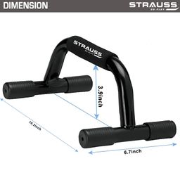 Strauss Push-Up Bar, Pair | Comes with PVC Bracket for Non-Slip & Sturdy Exercise at Home or Gym | Padded and Angled Grip Push-Up Stands for Men & Women Exercise, (Black) image 4