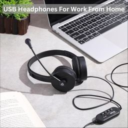 metaind Wired USB Headphone with Noise Cancelling Mic | Perfect for Skype, Zoom Calls & Call Center Headset for PC & Laptop | Model: Meta_MT50 (Black) image 2