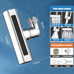 Oligitdi Tap Extender For Kitchen Sink 720° Rotatable Splash Filter Faucet Sprayer Attachment with 4 Modes Flexible Kitchen Tap Extension Faucet Nozzle and Universal Connector kitchen Accessories image 4