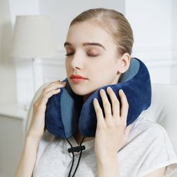 TALLGO Travel Pillow, Best Memory Foam Neck Pillow Head Support Soft Pillow For Sleeping Rest, Airplane Car & Home Use (Black) (Pink) (Navy) image 3