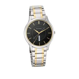 titan Quartz Analog with Day and Date Black Dial Metal Strap Watch for Men-NS1845BM01 image 2