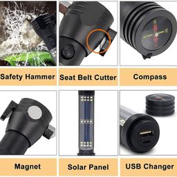 Boriva Aluminium 7 Mode Rechargeable Solar Led Torch Flashlight Use For Car Emergency (Black), 1000 Lumen image 3