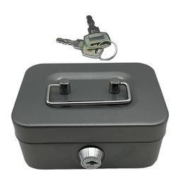 ATORSE Money Box with Lock with Top Handle Modern Metal Trinket Holder Case Locking Gray image 1