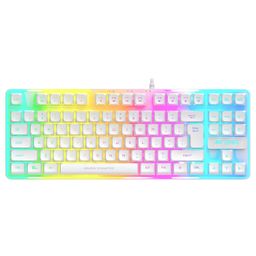 Ant Esports MK700 V2 Membrane TKL Wired Gaming Keyboard, 87 UV Coated Mechanical feel Keys Cool RGB Backlight Waterproof Keyboard for PC Laptop Mobile Tablets Gaming, Design and Work Mercury White image 1