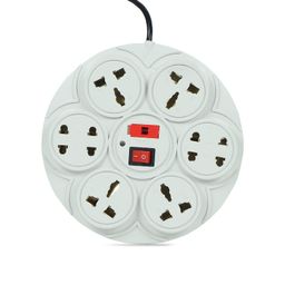 digiway 8 + 1 Round Power Strip Extension Cord/Board With Master Switch, Indicator, Safety Fuse & 8 International Sockets, 2 Meter Cord Wire(Beige), 240 Volts image 2