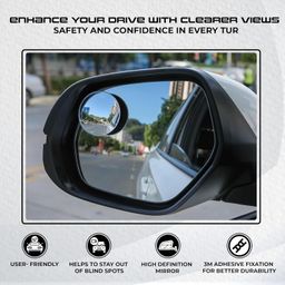 Robustt Blind Spot Mirror for Car (Pack of 2 Mirrors) | Rear View Convex Mirror with Adjustable Swivel Mount, Water-Resistant, Easy Installation, Universal Fit for Cars, SUVs, Trucks, and Bikes image 2