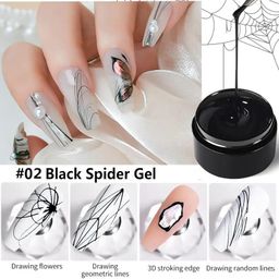 Red Square Spider Gel for Nail Art Soak off Gels UV LED Good Toughness and Elasticity Easy To Use for Beginner Manicurist Home Salon Use (Black) image 2