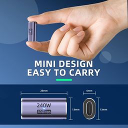 ETZIN USB C Coupler USB C Female to Female Adapter with PD 240W 40 Gbps 8K 60hz Video Compatible for Thunderbolt 4/3, MacBook Pro/Air, USB-C HUB and More Type C Devices-EPL-1079TC. image 5