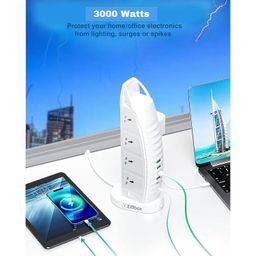EMBOX Extension Board with USB (2.4 A) 4 USB and 2 Type-C Ports with Master Switch, Spike Guard, 6 amp Universal Sockets, LED Indicator and Safety Shutter, 2 Meter Extension Cord image 5