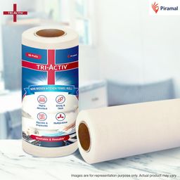 Tri-Activ Washable & Reusable Kitchen Towel Roll | 80 Pulls per Roll, 160 Sheets Pack of 2 | Highly Absorbent Kitchen Tissue Roll | Non Woven Fabric | Better alternative to Paper Tissue Roll | White image 2