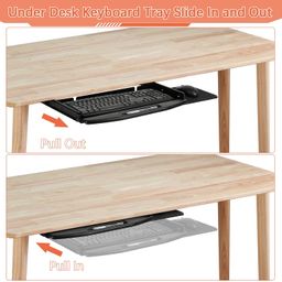 Keyboard Tray Under Desk Drawer with Mouse Platform 19.7x7.7inch Under Desk Keyboard Tray Slide Out Ergonomic Metal Keyboard Tray for Home Office Desk (Black New) image 5