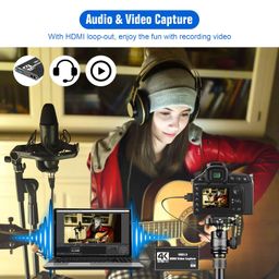 lyrat Capture Card, Video Capture Card 4K 1080P 60FPS, HDMI Capture Card Switch, Game Capture Card USB 3.0 for Live Streaming Video Recording, Screen Capture Device Work with PS4/PC/OBS/DSLR/Camera image 3
