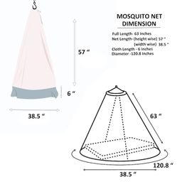 VParents Mosquito Net for Baby Cradle Jhula Saree Swing with Zip Opening at Bottom, Pink image 4