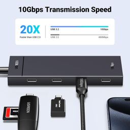 UGREEN USB C Hub, 10Gbps 4 in 1 Type C Splitter with 4 USB C 3.2 Gen 2 Ports for PC, Laptops, MacBook Air, iPad, iPhone 16/15 Pro Max, Surface, and More (0.3M) image 2