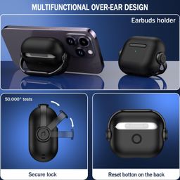 newtechno Antilost Lid Case Shell for Airpods 4 | Full Protection Case with Lanyard Compatible for Airpods 4 and AirPods 4 with Active Noise Cancellation(ANC) (2024) with carabaner Black image 4