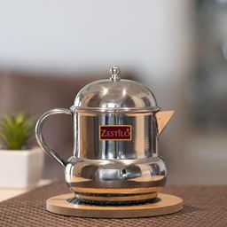 ZESTILO Oil Dispenser - 600 Ml Capacity, Steel Container With Dome, Silver image 1