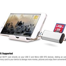 khasala brothers 3-in-1 USB 3.0 Card Reader With USB C, Micro USB - SD, Micro SD, SDXC, SDHC Memory Card Reader for MacBook PC Tablets Smartphones image 4