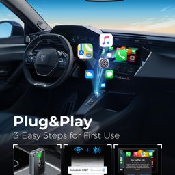 2-in-1 Wireless CarPlay Adapter for iPhone/Android Convert Wired to Wireless Apple CarPlay Adapter, Mini Size with Extension Cable USB & USB-C/Type-C, Stable Control & No Delay, Black image 4