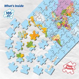 Play & Learn Funskool World Map, Jigsaw Puzzle Game for Kids, 105 Pieces, Educational, Learning & Development, Fun Activity Toy for Childrens, Gift Set for Kid, Age 6+ Years image 4