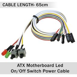 DAHSHA 2 pack 27inch Computer Case ATX Power On Off Switch Cable With 2 Led Light Red Green 27 Inch Atx Case Front Bezel Wire image 2
