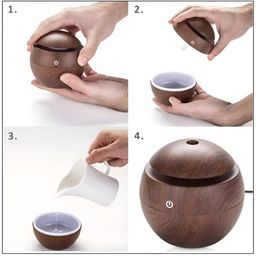 AJIGNA MART Wood Cool Mist Portable Ultrasonic Humidifier for Room Moisture, Aroma Diffuser for Home, Essential Oil Diffuser with Colorful Light, Auto Shut-Off, Home, Office, car image 4