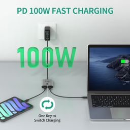 SUIDEK USB C Switcher, USB C KVM Switch Support 8K@60Hz Output 100W PD Charging 10Gbps Data Transfer, Included USB C Cables image 4