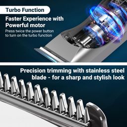 VGR V-071 Cordless Professional Hair Clipper Runtime: 120 Min Trimmer For Men With 3 Guide Combs (Silver) Standard,Battery Powered, 1 Count image 4