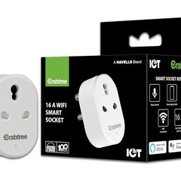 Havells 16 A WiFi Smart Plug (White) (ACST161603) with Energy Monitoring- Suitable for Large Appliances like Geysers, Heaters, OFR's, Air Conditioners (Works with Alexa and Google Assistant)- White image 1