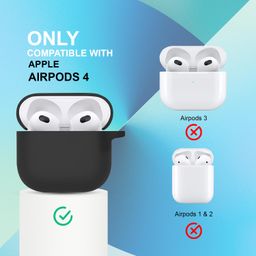 LIRAMARK Silicone Soft Case Cover with Buckle for Airpods 4 (2024), Apple airpods 4th Generation case (Black) image 2