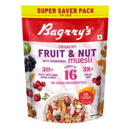 Bagrry's Crunchy Muesli With 30% Fruit & Nut Cranberries 750G| 16 Fruits, Nuts & Berries Muesli| Real & Freeze-Dried Fruits, No Candy| 38% Fibre Rich Oats, No Cornflakes image 1