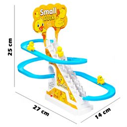 VGRASSP Duck Slide Toy Set, Funny Automatic Duck Chasing Race Track Game Set, Climbing Duckling Lovely Toy Escalator with Lights and Music, Cute Cartoon Ladder with 3 Ducks image 3