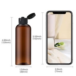 pristu Travel Bottles with Flip Cap Empty Dispenser Container for Travel Size Cosmetics (100ml, 5 Pcs Brown) image 2