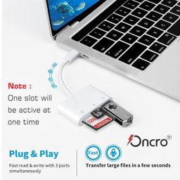 oncro White Type c Card Reader 3 in 1 USB C to SD Micro TF Card Reader USB 2.0 Camera Memo Adapter OTG Compatible with USB C Devices Android Laptop PC image 2
