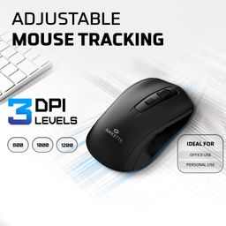 Amkette Hush Pro Astra Wireless Mouse with Advance 2.4 Ghz Connectivity, Silent Switch, Ergonomic Design, High Precision 3 DPI Settings, Mouse On/Off Switch, Smart Auto Sleep Function (Black) image 3