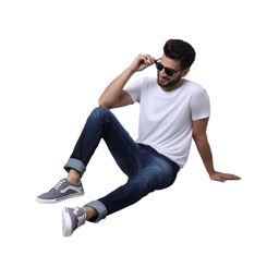 cantabil Men Blue Cotton Regular Fit Casual Jeans (P_MDNM00247_DARKMERCERISED) image 5
