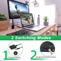 8K@60Hz Displayport USB3.0 KVM Switch 2 Computers Shared 1 Monitor and 4 Port USB Switching Keyboard Mouse Printer Scanner USB Switch Hub Compatible with PC PS4 PS5 Laptop TV Monitor Projector image 5