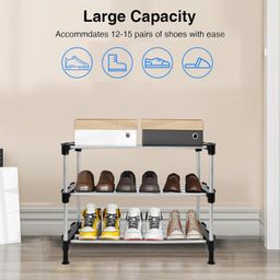 ada Premium Cady Stackable and Durable Shoe Rack, Multipurpose Heavy Duty Sturdy Iron Shoe Rack - Organize Your Shoes and Keep Your Closet Tidy - Space Saving Design [Black] image 4