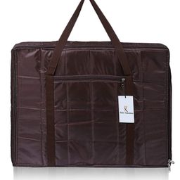 Kuber Industries Rectangular Parachute Jumbo Under Bed Moisture Proof Storage Bag with Zipper Closure and Handle (Brown) image 1