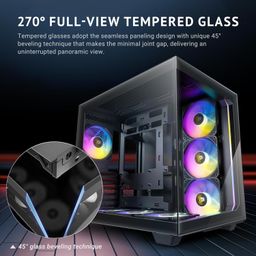 Antec C5 ARGB, 7 x 120mm ARGB PWM Fans Included, Up to 10 Fans, Type-C 3.2 Gen 2 Port, Seamless Tempered Glass Front & Side Panels, 360mm Radiator Support, Mid-Tower ATX PC Case image 2