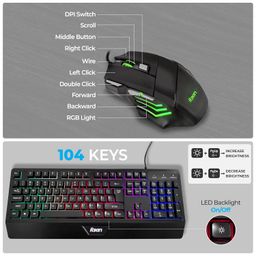FOXIN Endeavour Gaming Keyboard Mouse Combo Wired | Rainbow Backlight | Breathing LED Mouse with 3600 DPI | Membrane Keyboard image 5